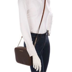 Michael Kors Signature Logo Jet Set Large East West Crossbody Bag